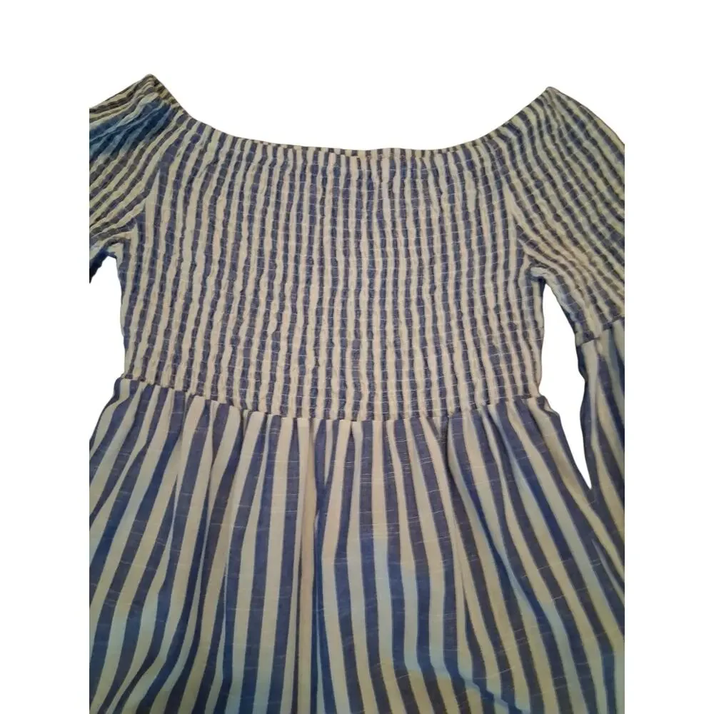 Braeve Coastal Boho Embroidered Cotton Mini Dress Bell Sleeve M - Picture 6 of 9